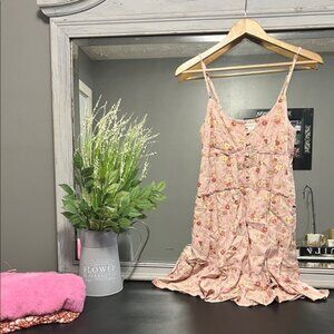 Aeropostale Pink Floral Ruffle Button Dress